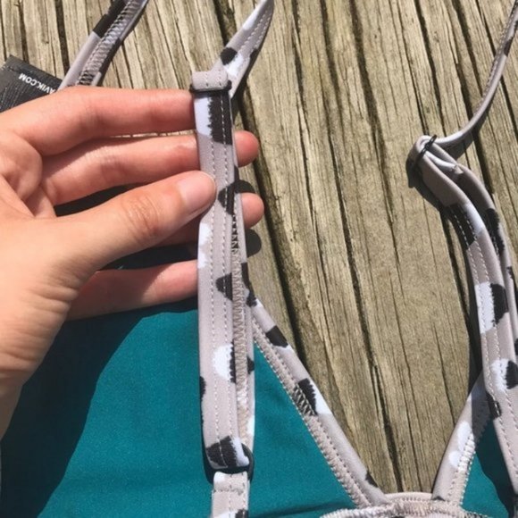 Black Blossom/Floral Print Tavik Jett Triangle Bikini Top - Picture 11 of 12